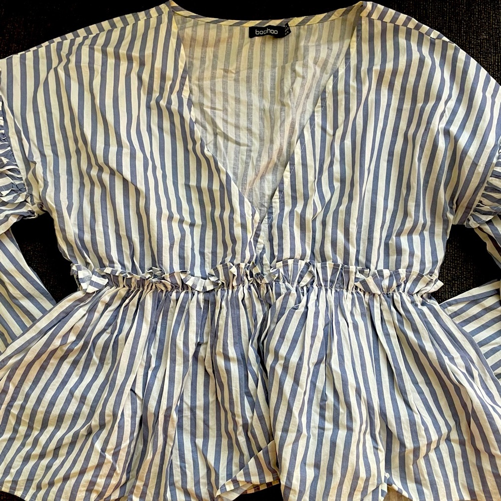 Long sleeve stripped peplum shirt